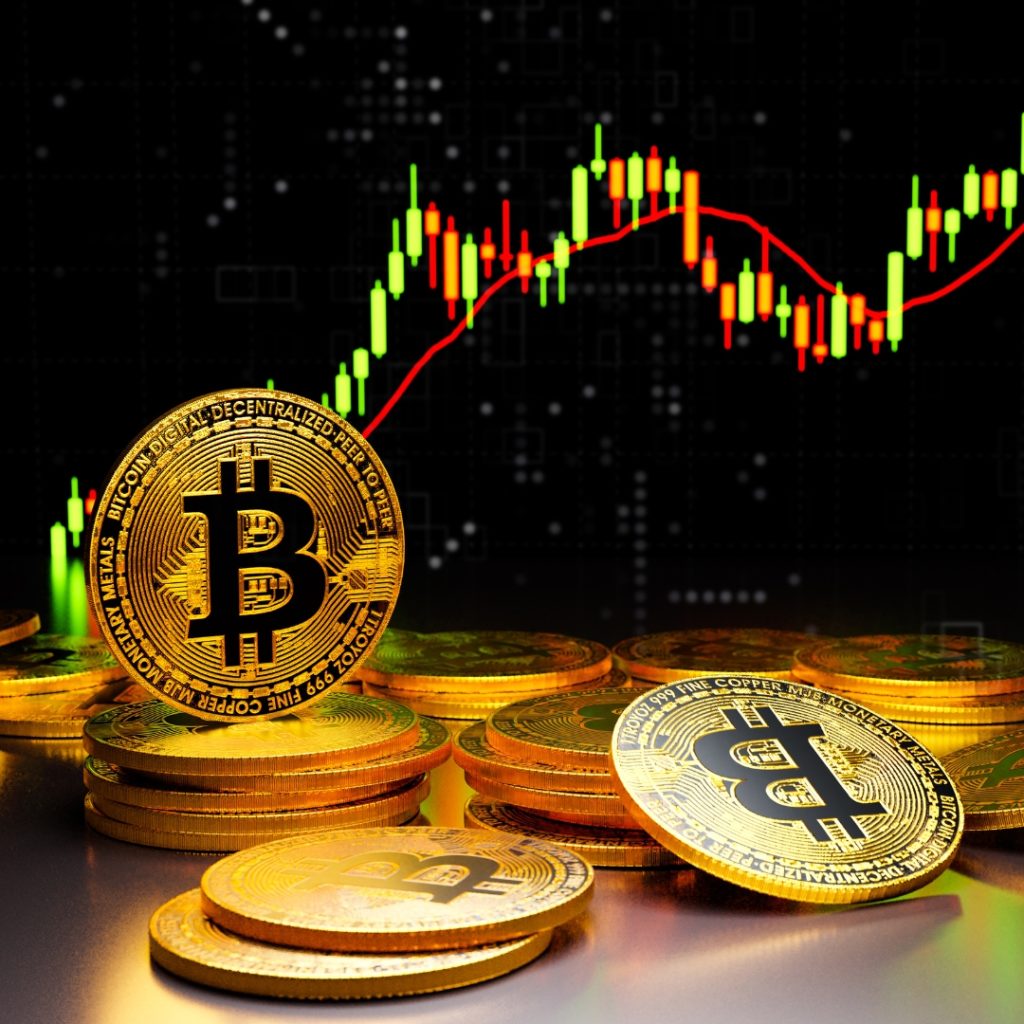 Bitcoin cryptocurrency coins representing crypto asset transactions and SARS compliance