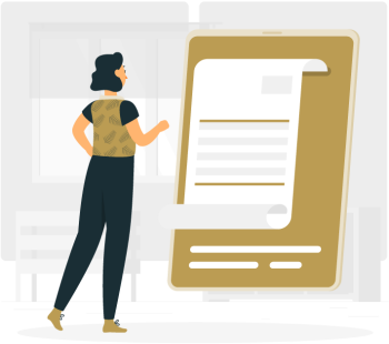 Crypto Tax Consulting-Quotation Illustration of a person reviewing a tax document for crypto tax consulting.